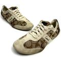 Coach Shoes | Coach Signature Baylee Suede Leather Shoes Cream Brown Tennis Shoe Style Sz:7 | Color: Cream/Tan | Size: 7