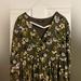 Madewell Dresses | Madewell Midi Dress Olive Floral, Print, Long Sleeve | Color: Green | Size: Xs