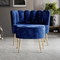 Barrel Chair - Mercer41 Lashaunta 2 Piece Velvet Barrel Chair Set Velvet in Blue | 28.37 H x 30.54 W x 25.6 D in | Wayfair