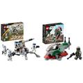 LEGO 75345 Star Wars 501st Clone Troopers Battle Pack Set mit Fahrzeugen und 4 Figuren & 75344 Star Wars Boba Fetts Starship – Microfighter Set, Modell aus Der Mandalorianer