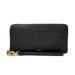 Women's Black Stevens Institute of Technology Ducks Fossil Leather Logan RFID Zip Around Clutch