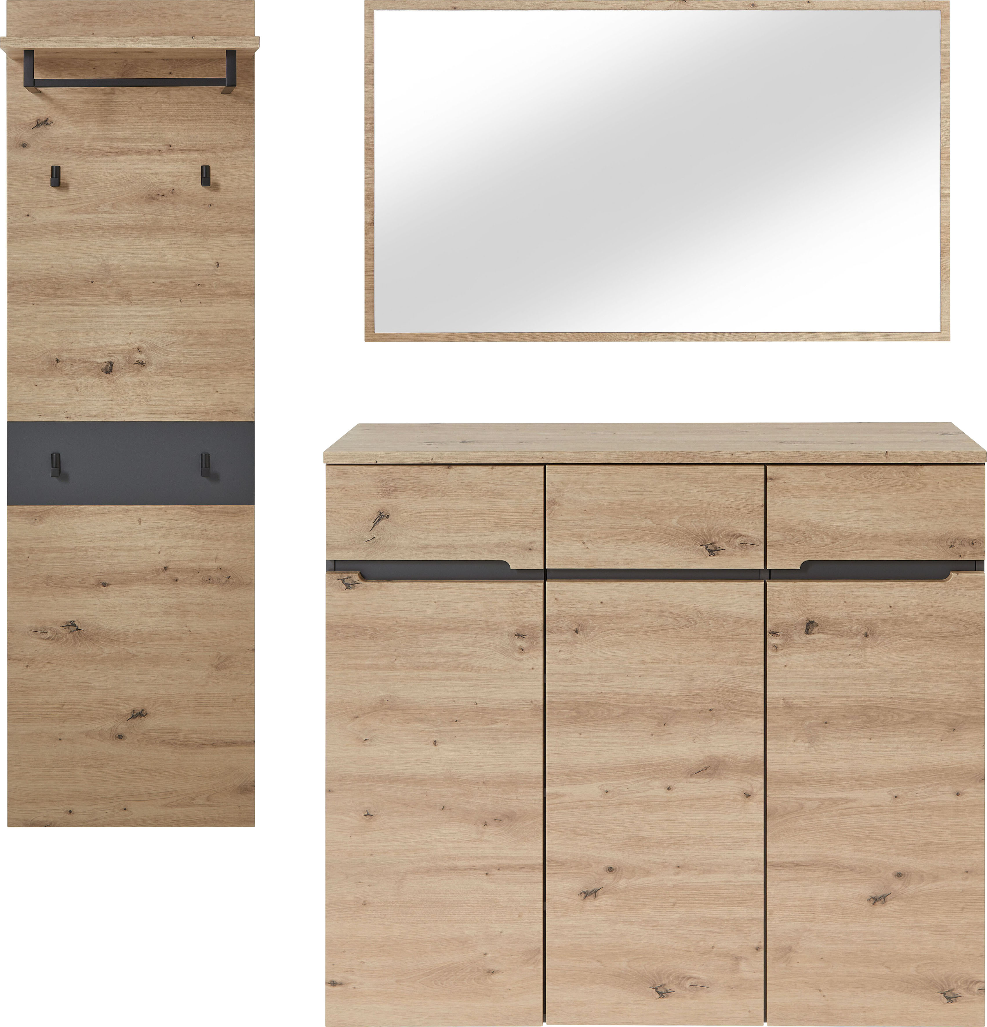 Garderoben-Set INNOSTYLE "MEMPHIS", braun (artisan eiche, hartfaserplatte, mdf, spanplatte, dekorfolie), B:181cm H:190cm T:38cm, ABS-Kunststoff, Dekorfolie, Hartfaserplatte, MDF, Spanplatte, Kastenmöbel-Sets
