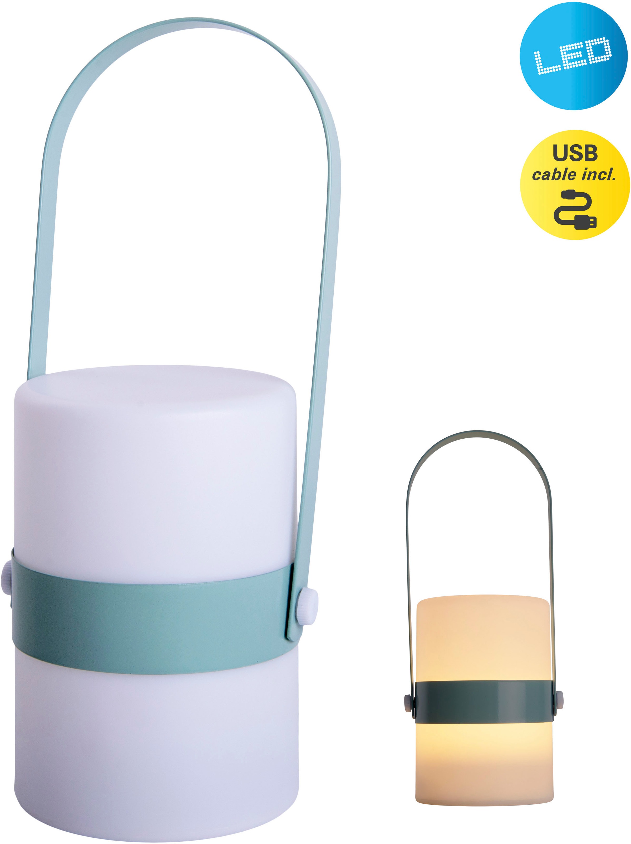 NÄVE LED Dekolicht "Neo", grün (mint), 1, H: 28, 1, Leuchten, mint/weiß, inkl. Griff / Aufhängung, inkl. 1m USB-Kabel, warmweiß Image