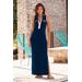 Boston Proper - Navy White Blue - Sleeveless Chic Zip Maxi Dress - XXS