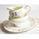 Aynsley Bone China Sugar Bowl, Creamer and Cake Plate Set in Pale Green with Thistles Motif, VIntage Teatime, Aynsley China, Floral China