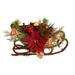 18" Christmas Sleigh with Poinsettia, Berries and Pinecone Artificial Arrangement with Ornaments - 10