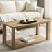 Wood Coffee Table - Boho Table with Storage Shelf, Rectangle Center Table Wood Look Accent Table