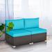 2 Piece Patio Style Rattan Armless Sofa - Modern Furniture
