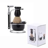 EASTIN Men s Wet Shaving Kit 5 Piece Badger Hair Shaving Brush Hand Polished Stainless Steel Shaving Stand Shaving Bowl & Safety Holder Manual Razor Blades Shaving Brush Shaving Bowl