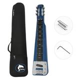 Batking Lap Steel Guitar Electric Slide Guitars 6 String Slotted Headstock Guiter (Blue)