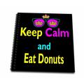 3dRose CMYK Keep Calm Parody Hipster Crown And Sunglasses Keep Calm And Eat Donuts - Memory Book 12 by 12-inch