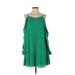 Ann Taylor LOFT Casual Dress - A-Line V Neck 3/4 sleeves: Green Print Dresses - Women's Size 2X-Small