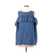 Ann Taylor LOFT Short Sleeve Blouse: Blue Tops - Women's Size Medium