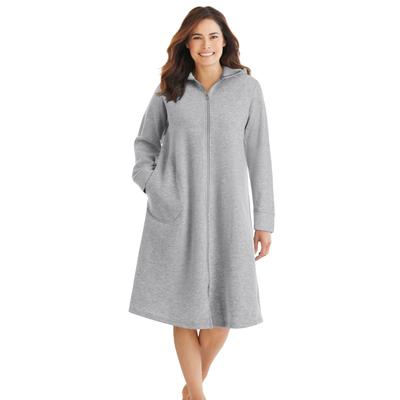 Plus Size Women's Short Hooded Sweatshirt Robe by Dreams & Co. in Heather Grey (Size 2X)