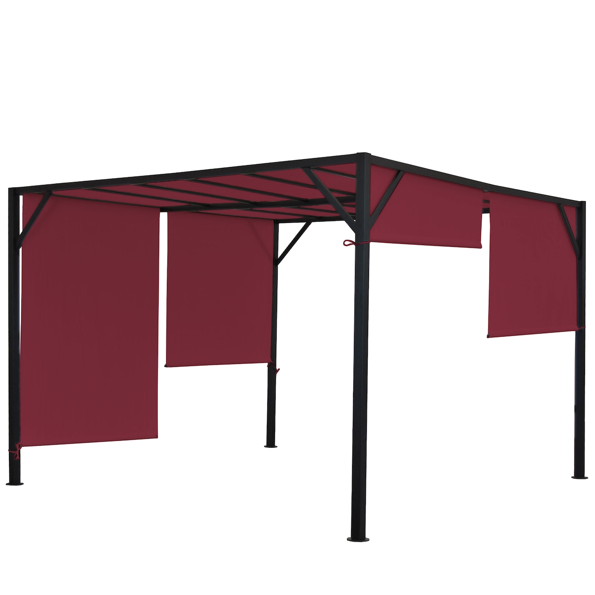 Mendler Pergola Baia, Garten Pavillon Terrassenüberdachung, stabiles 6cm-Stahl-Gestell + Schiebedach bordeaux-rot ~ 3x3m Image