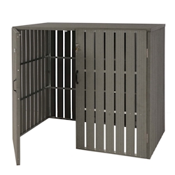 Mendler XL 2er-/4er-WPC-Mülltonnenverkleidung HWC-J28, Mülltonnenbox, Metall Holzoptik, erweiterbar ~ grau Image
