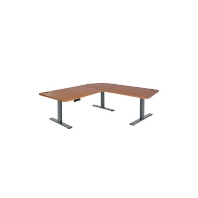 Mendler Eck-Schreibtisch HWC-D40, Computertisch, elektrisch höhenverstellbar 178x178cm 84kg ~ braun Struktur, anthrazit-grau Image