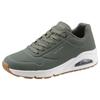 Sneaker SKECHERS "Uno - Stand on Air", Herren, Gr. 45, grün (olivgrün), Lederimitat, sportlich, Schuhe, Freizeitschuh, Halbschuh, Schnürschuh mit Air-Cooled Memory Foam