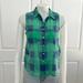 American Eagle Outfitters Tops | American Eagle Green And Blue Plaid Sleeveless Button Down Shirt | Color: Blue/Green | Size: Xs