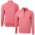 Men's Cutter & Buck Heather Red Tampa Bay Rays Americana Logo Adapt Eco Knit Stretch Recycled Quarter-Zip Pullover Top