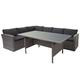 Mendler Poly-Rattan-Garnitur HWC-A29, Gartengarnitur Sitzgruppe Lounge-Esstisch-Set Sofa ~ grau, Kissen grau