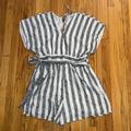 American Eagle Outfitters Pants & Jumpsuits | American Eagle Stripped Short Sleeve Romper | Color: Gray/White | Size: Xl