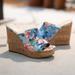 Jessica Simpson Shoes | Jessica Simpson Shantelle Floral Wedge Slide Sandals | Color: Blue/Red | Size: 6