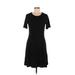 Ann Taylor LOFT Casual Dress - A-Line Crew Neck Short sleeves: Black Print Dresses - Women's Size 6