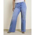 River Island Womens Plus Blue Mid Rise Straight Leg Jeans