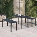 Set Tavolo e Sedie da Giardino 3 pz - Salotti da giardino in Acciaio e wpc Nero BV433932 Bonnevie