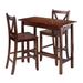 3-Pc Breakfast Table with V-back Counter Stools, Walnut