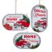 Red Truck All Roads Lead Home Memories Set of 3 Christmas Holiday Ornament Metal - Multi