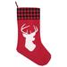 Red Buffalo Plaid Check Deer Christmas Holiday Stocking - Red,White