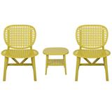 3-Pieces Hollow Design Retro Outdoor Patio Table Chair Sets for 2, Conversation Chair Sets with Open Shelf & Widened Seat