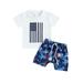 Qtinghua Toddler Baby Boy 4th of July Outfit Short Sleeve T-shirt Top American Flag Shorts 2Pcs Summer Clothes White 6-12 Months