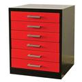 Hallowell Fort Knox Workbench Pedestal - 6 Drawer 18 W x 24 D x 32 H Black Body Red Doors (textured) 1-Wide All-Welded