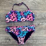 AURIGATE Little Girls Swimsuits Children Baby Girl Leopard Ruched Bikini Set Swimwear Swimsuit Bathing Clothes