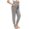 FRSASU Clearance Maternity Women s Solid Color Pants Stretchy Comfortable Lounge Pants Gray XXL(XXL)