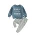 Musuos Easter Baby Boy Tracksuit Long Sleeve Letter Print Sweatshirt Elastic Waist Pants