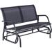 Jiaiun 2-Person Outdoor Glider Bench Patio Double Swing Rocking Chair Loveseat w/Power Coated Steel Frame for Backyard Garden Porch Black