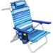 Waleaf Folding Tall Backpack Beach Chair High Back Beach Chairs for Adults 5-Position Lay Flat Beach Chairs with Headrest Towel Bar Cooler Bag Storage Bag Cup Holder and Phone Holder