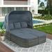 Kadyn Outdoor Patio Furniture Set Rattan Patio Conversation Set with Retractable Canopy Outdoor Patio Furniture Sofa Set for Home Gray