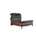 Bloomsbury Market Addlynn Tufted Sleigh Bed Wood & /Upholstered/Faux leather in Black/Brown | 75 H x 83 W x 107 D in | Wayfair