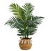 4 Kentia Palm Artificial Tree in Boho Chic Handmade Natural Cotton Woven Planter with Tassels