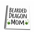 3dRose Bearded Dragon Mom - for female lizard and reptile enthusiasts and girl pet owners Green footprints - Drawing Book 8 by 8-inch