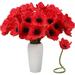 Zukuco 8 Pcs Artificial Poppy Flowers PU Real Touch Poppy Silk Flowers 11 Inch Poppy Anemone Stems Fake Flowers Table Centerpiece for Home Wedding Memorial Day DÃ©cor(Red)