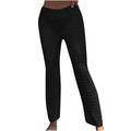 Mrat Womens Relaxed Fit Pants Full Length Pants Ladies Solid Color Fashion Casual Hollow Out Beach Full Length Pants Jeans Golf Pants Female Black L