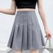 Spring Saving Clearance AXXD Women Skirts Under $15 A-Line Skirt Anti-Burnout Solid High Waist Short Skirt Tennis Skirt Gray 6