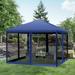 Outsunny 10 x 10 Pop Up Canopy Tent with Netting Instant Gazebo Ez up Screen House Room with Carry Bag Height Adjustable for Outdoor Garden Patio Blue