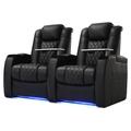 Wildon Home® Tanksley 61.5" Wide Genuine Leather Power Rocker Home Theater Recliner in Black | 43 H x 61.5 W x 39 D in | Wayfair